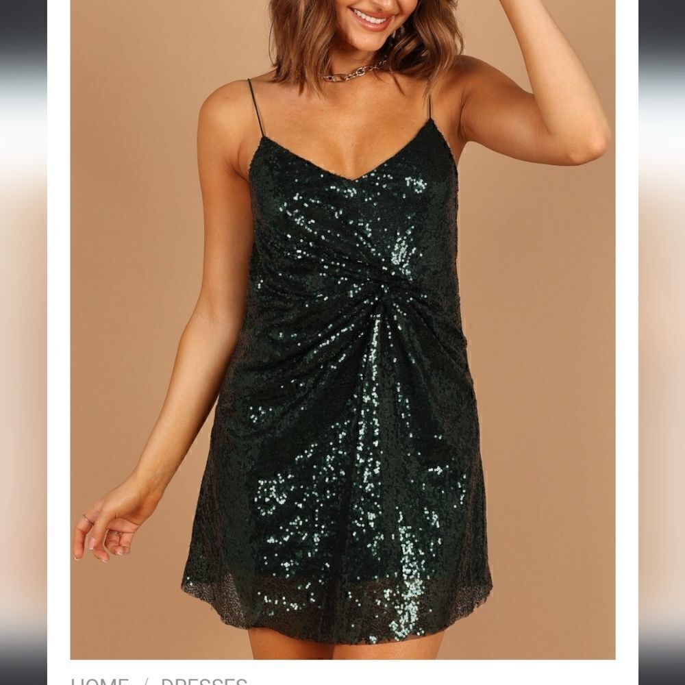 NWT Petal + Pup green sequined wrap mini dress size XL